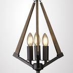 IL32681 Hilton Tetragonal Pendant 3 Light E14 Satin Black/Dark Grey Wood
