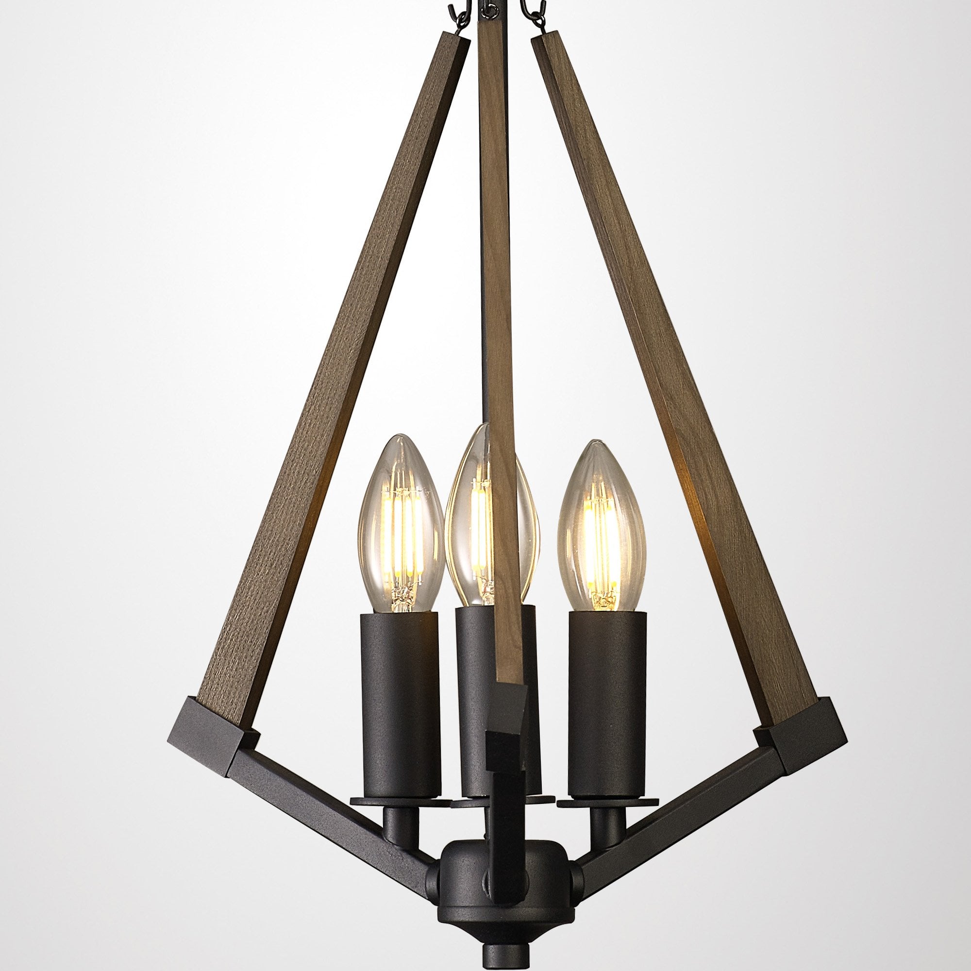 IL32681 Hilton Tetragonal Pendant 3 Light E14 Satin Black/Dark Grey Wood