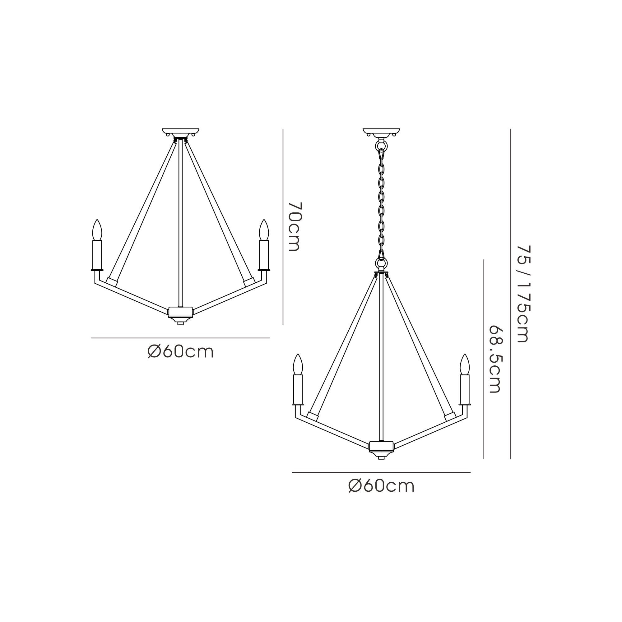 IL32682 Hilton Pentagonal Pendant 5 Light E14 Satin Black/Dark Grey Wood