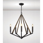 IL32682 Hilton Pentagonal Pendant 5 Light E14 Satin Black/Dark Grey Wood