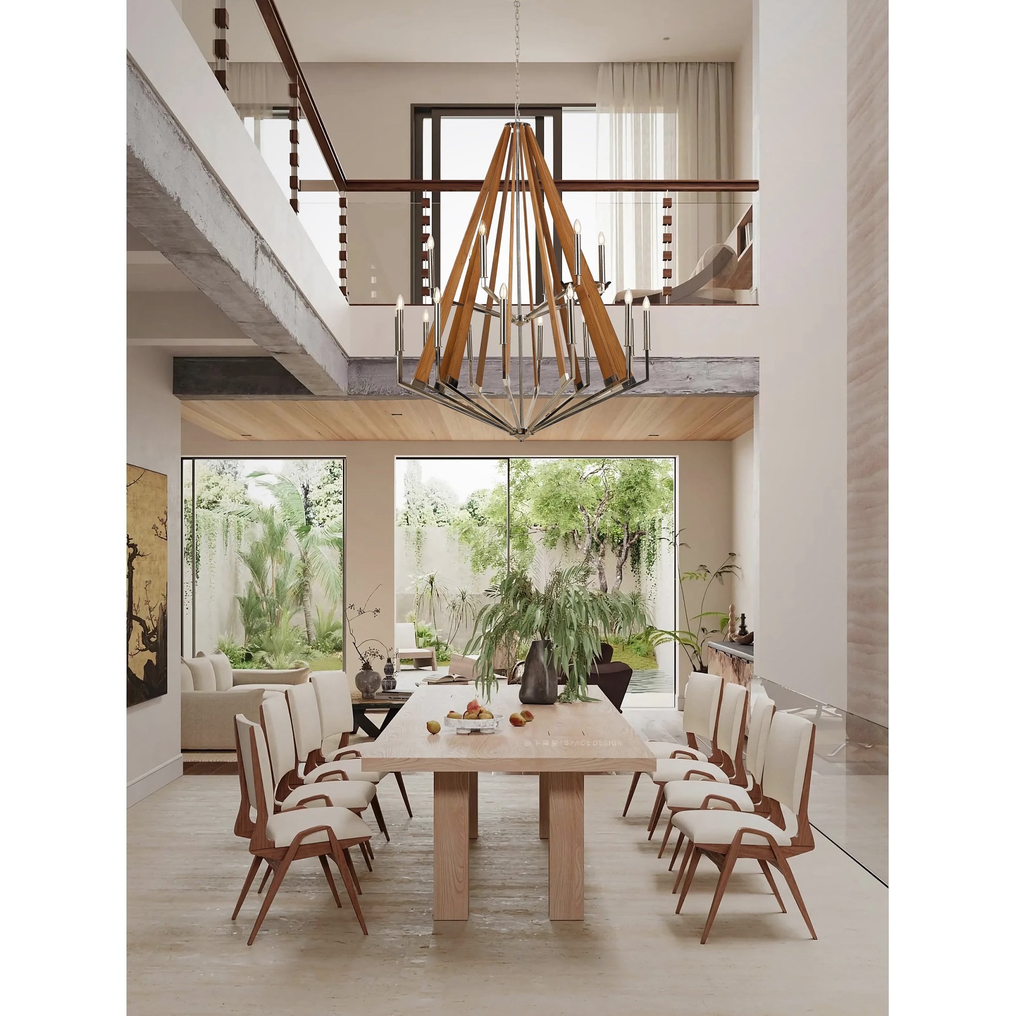 IL32682 Hilton Pentagonal Pendant 5 Light E14 Satin Black/Dark Grey Wood
