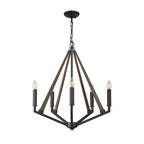 IL32682 Hilton Pentagonal Pendant 5 Light E14 Satin Black/Dark Grey Wood