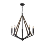 IL32682 Hilton Pentagonal Pendant 5 Light E14 Satin Black/Dark Grey Wood