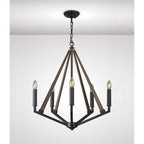 IL32682 Hilton Pentagonal Pendant 5 Light E14 Satin Black/Dark Grey Wood