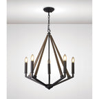 IL32682 Hilton Pentagonal Pendant 5 Light E14 Satin Black/Dark Grey Wood