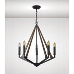 IL32682 Hilton Pentagonal Pendant 5 Light E14 Satin Black/Dark Grey Wood