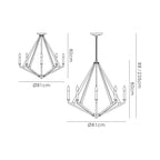 IL32684 Hilton Octagonal Pendant 8 Light E14 Satin Black/Dark Grey Wood