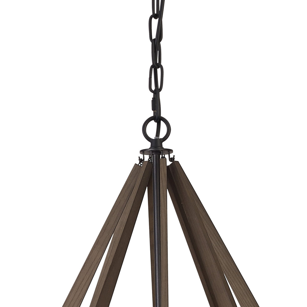 IL32684 Hilton Octagonal Pendant 8 Light E14 Satin Black/Dark Grey Wood