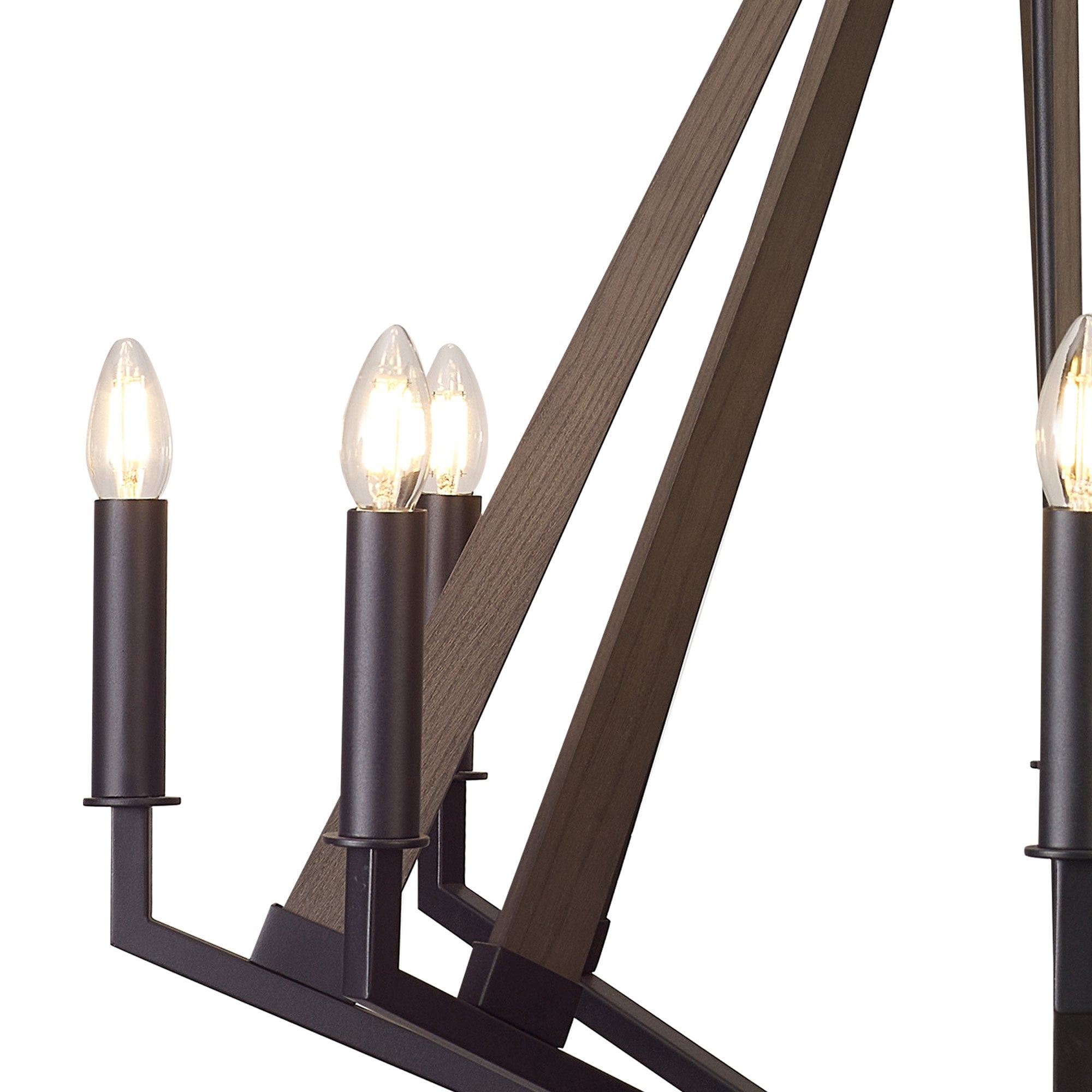 IL32684 Hilton Octagonal Pendant 8 Light E14 Satin Black/Dark Grey Wood