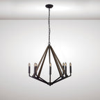 IL32684 Hilton Octagonal Pendant 8 Light E14 Satin Black/Dark Grey Wood
