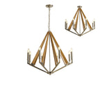 IL31684 Hilton Octagonal Pendant 8 Light E14 Polished Nickel/Taupe Wood