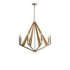 IL31684 Hilton Octagonal Pendant 8 Light E14 Polished Nickel/Taupe Wood