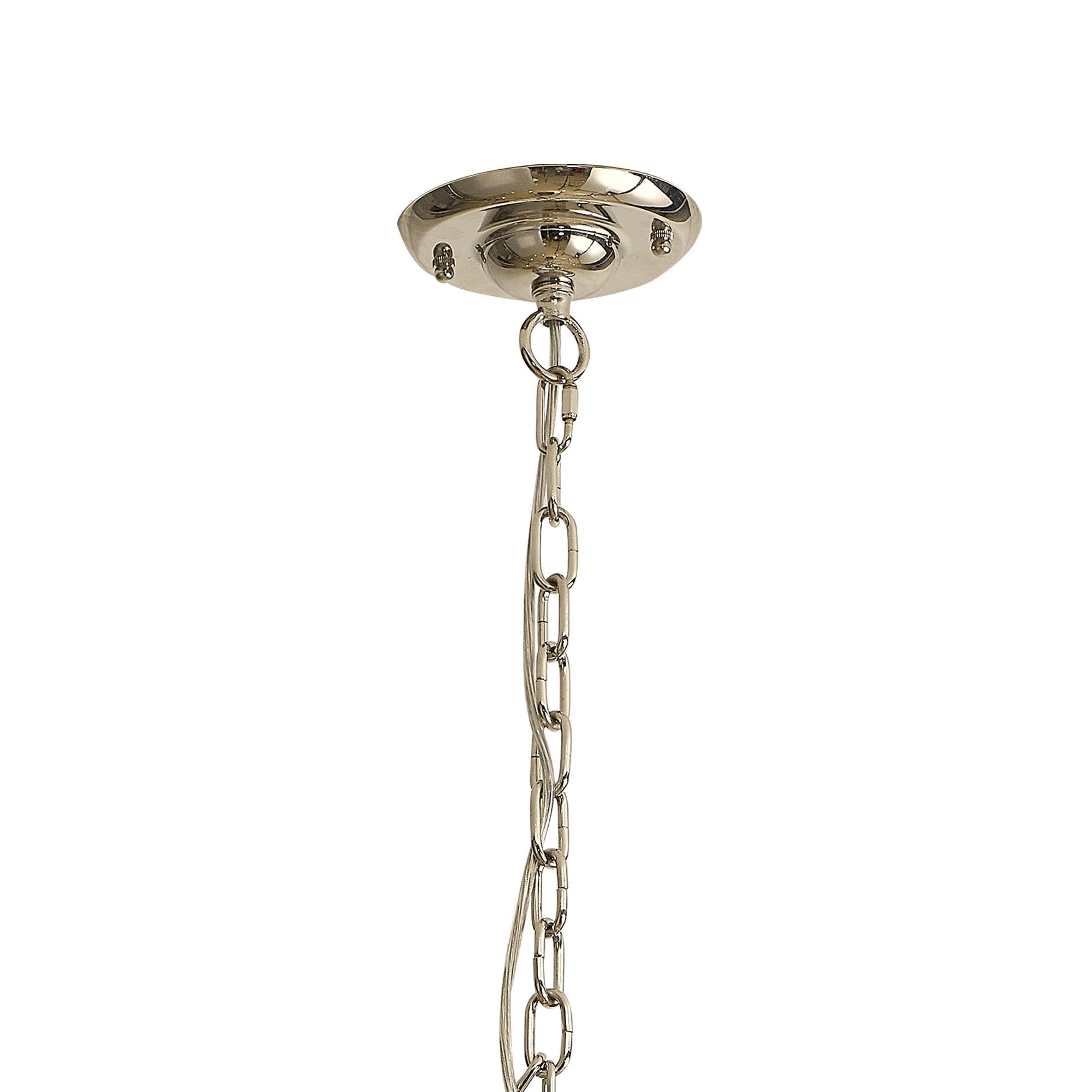 IL31684 Hilton Octagonal Pendant 8 Light E14 Polished Nickel/Taupe Wood