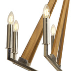 IL31684 Hilton Octagonal Pendant 8 Light E14 Polished Nickel/Taupe Wood
