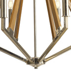 IL31684 Hilton Octagonal Pendant 8 Light E14 Polished Nickel/Taupe Wood