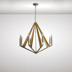 IL31684 Hilton Octagonal Pendant 8 Light E14 Polished Nickel/Taupe Wood