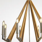 IL31684 Hilton Octagonal Pendant 8 Light E14 Polished Nickel/Taupe Wood