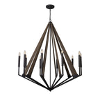 IL32683 Hilton Decagonal Pendant 10 Light E14 Satin Black/Dark Grey Wood