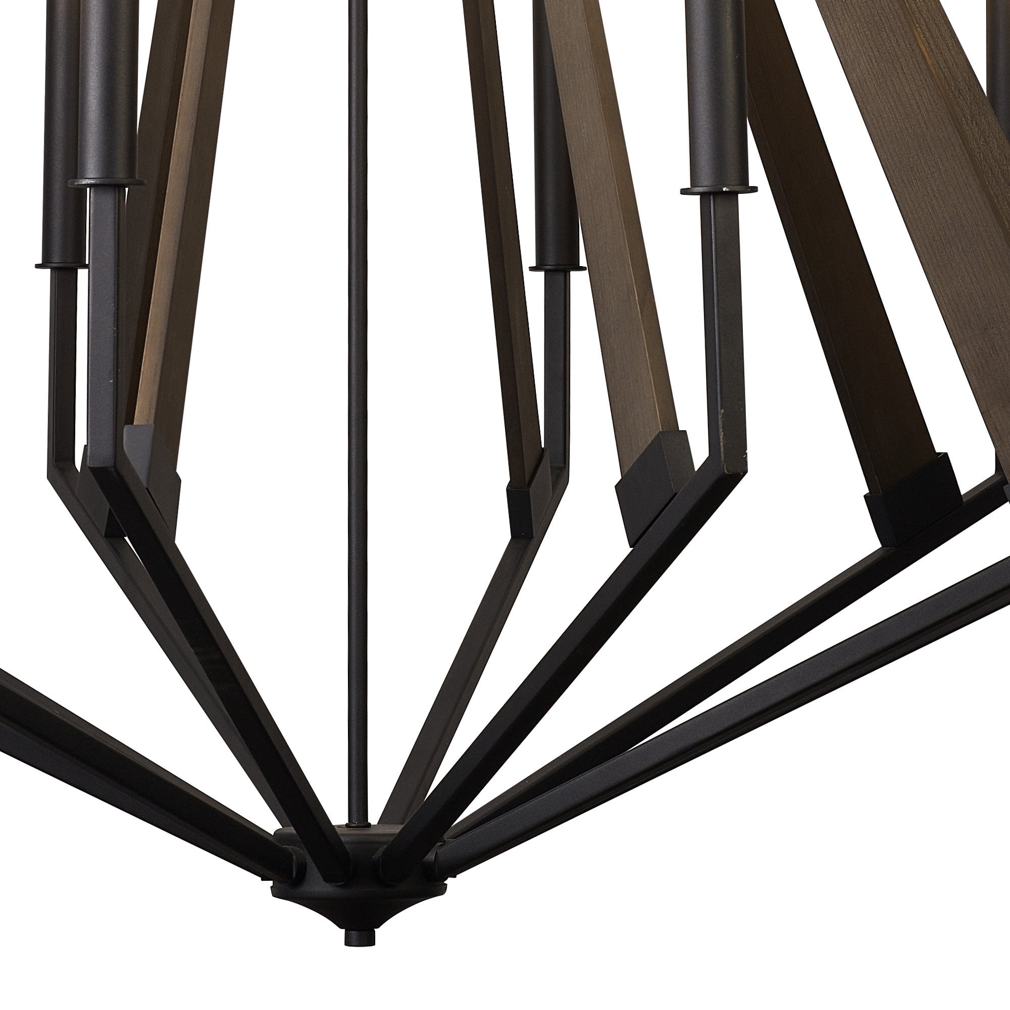 IL32683 Hilton Decagonal Pendant 10 Light E14 Satin Black/Dark Grey Wood