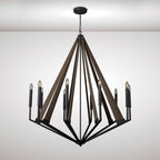 IL32683 Hilton Decagonal Pendant 10 Light E14 Satin Black/Dark Grey Wood