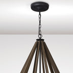 IL32683 Hilton Decagonal Pendant 10 Light E14 Satin Black/Dark Grey Wood