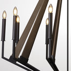 IL32683 Hilton Decagonal Pendant 10 Light E14 Satin Black/Dark Grey Wood