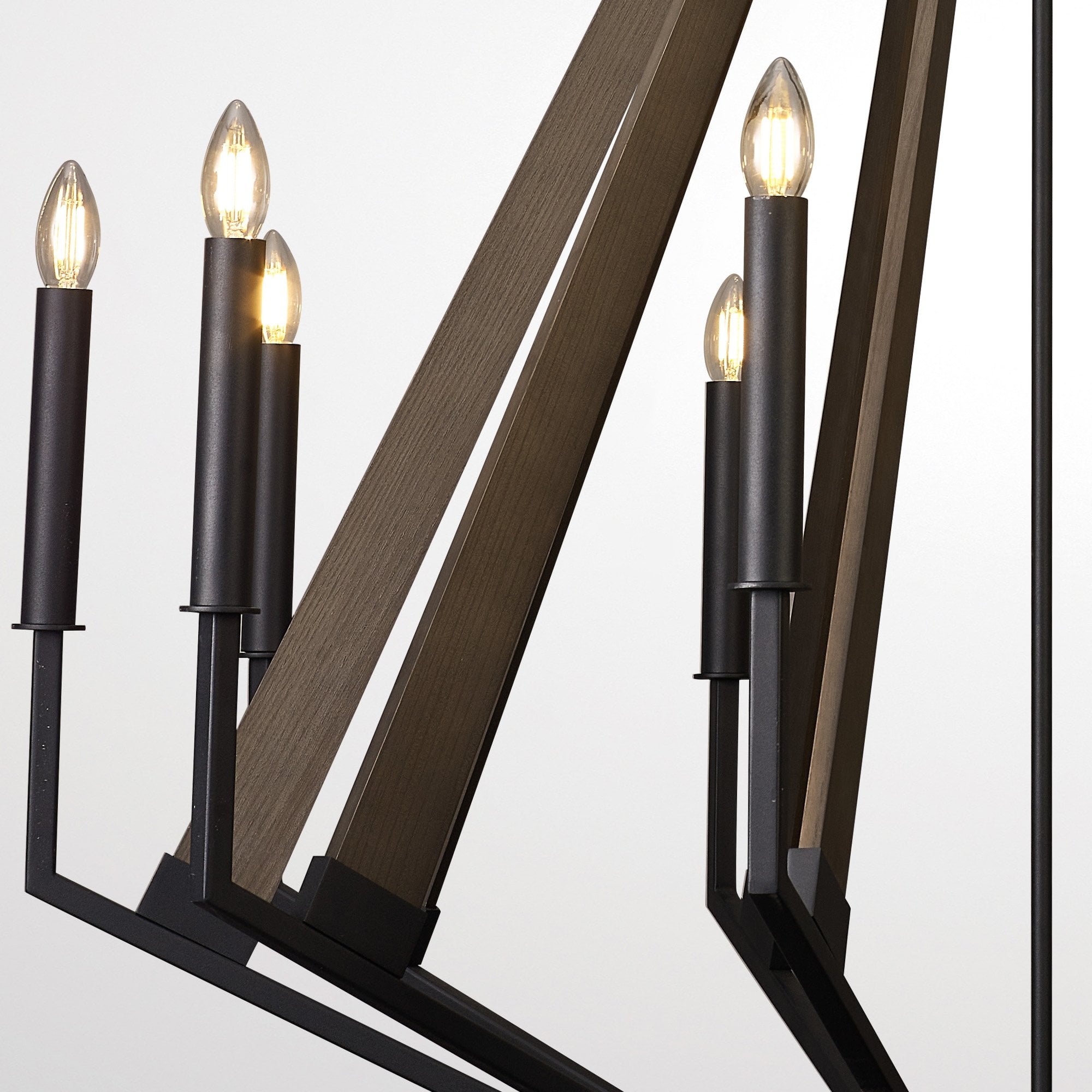 IL32683 Hilton Decagonal Pendant 10 Light E14 Satin Black/Dark Grey Wood