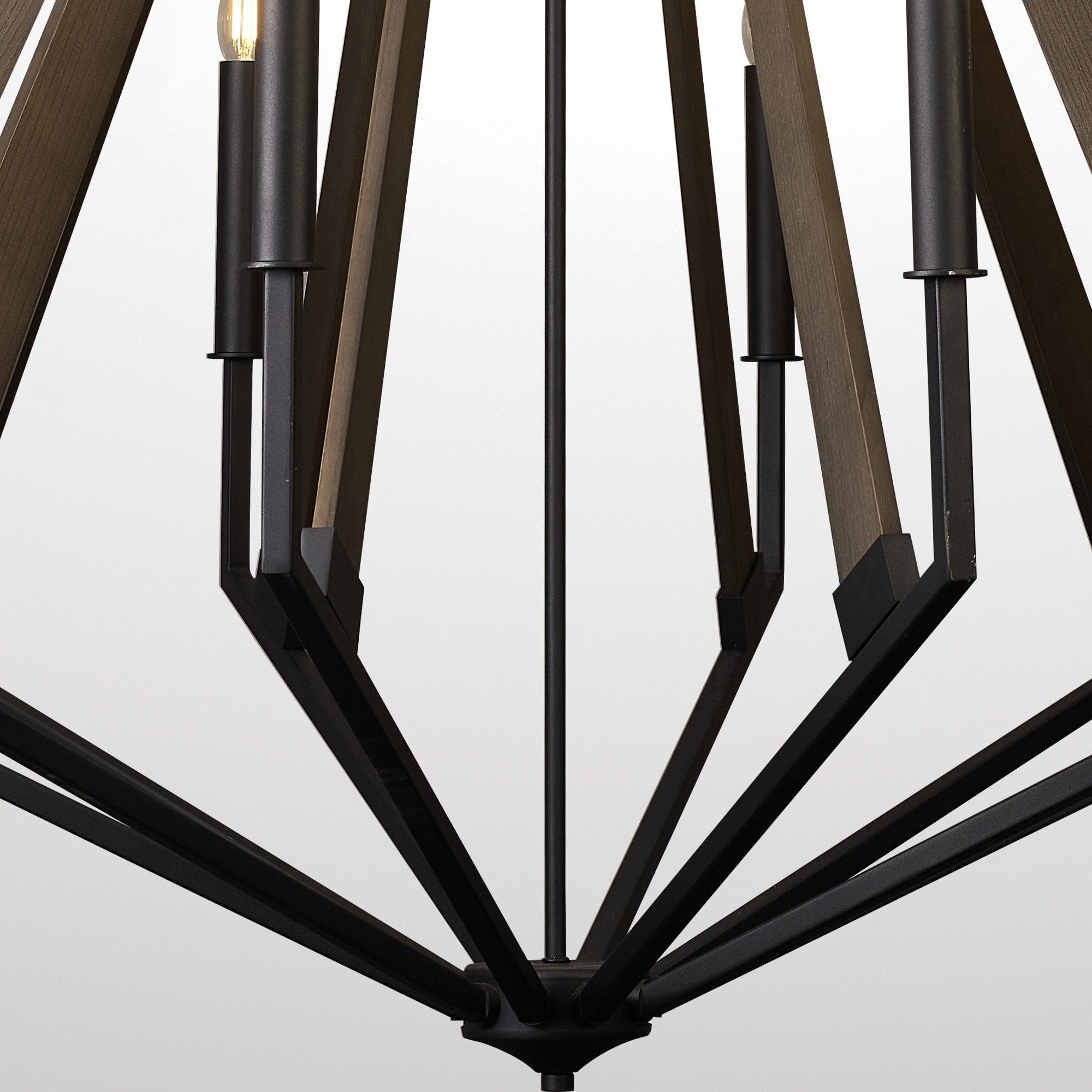 IL32683 Hilton Decagonal Pendant 10 Light E14 Satin Black/Dark Grey Wood