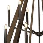 IL32685 Hilton 2 Tier Pendant 18 Light E14 Satin Black/Dark Grey Wood