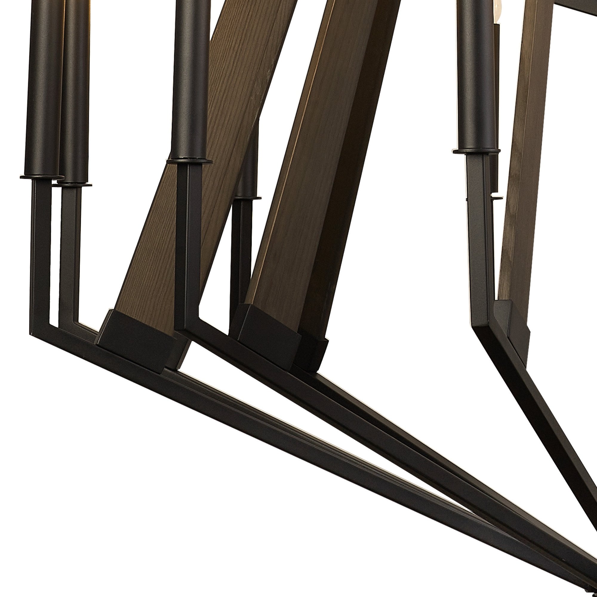 IL32685 Hilton 2 Tier Pendant 18 Light E14 Satin Black/Dark Grey Wood