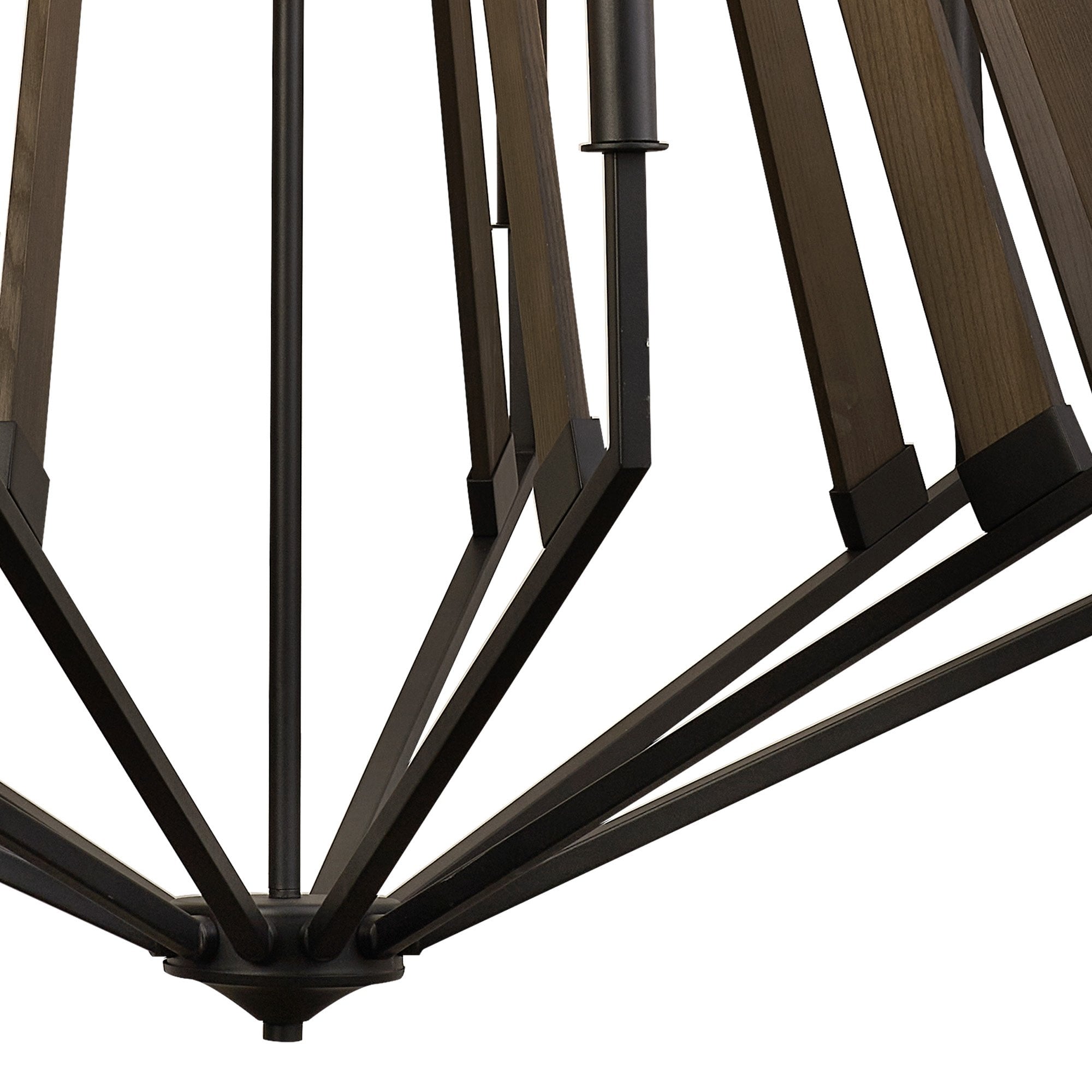 IL32685 Hilton 2 Tier Pendant 18 Light E14 Satin Black/Dark Grey Wood