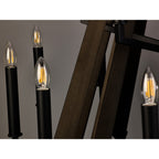 IL32685 Hilton 2 Tier Pendant 18 Light E14 Satin Black/Dark Grey Wood
