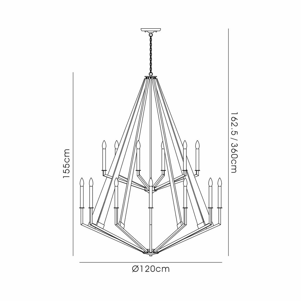 IL31685 Hilton 2 Tier Pendant 18 Light E14 Polished Nickel/Taupe Wood