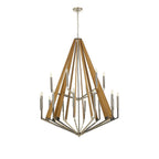 IL31685 Hilton 2 Tier Pendant 18 Light E14 Polished Nickel/Taupe Wood