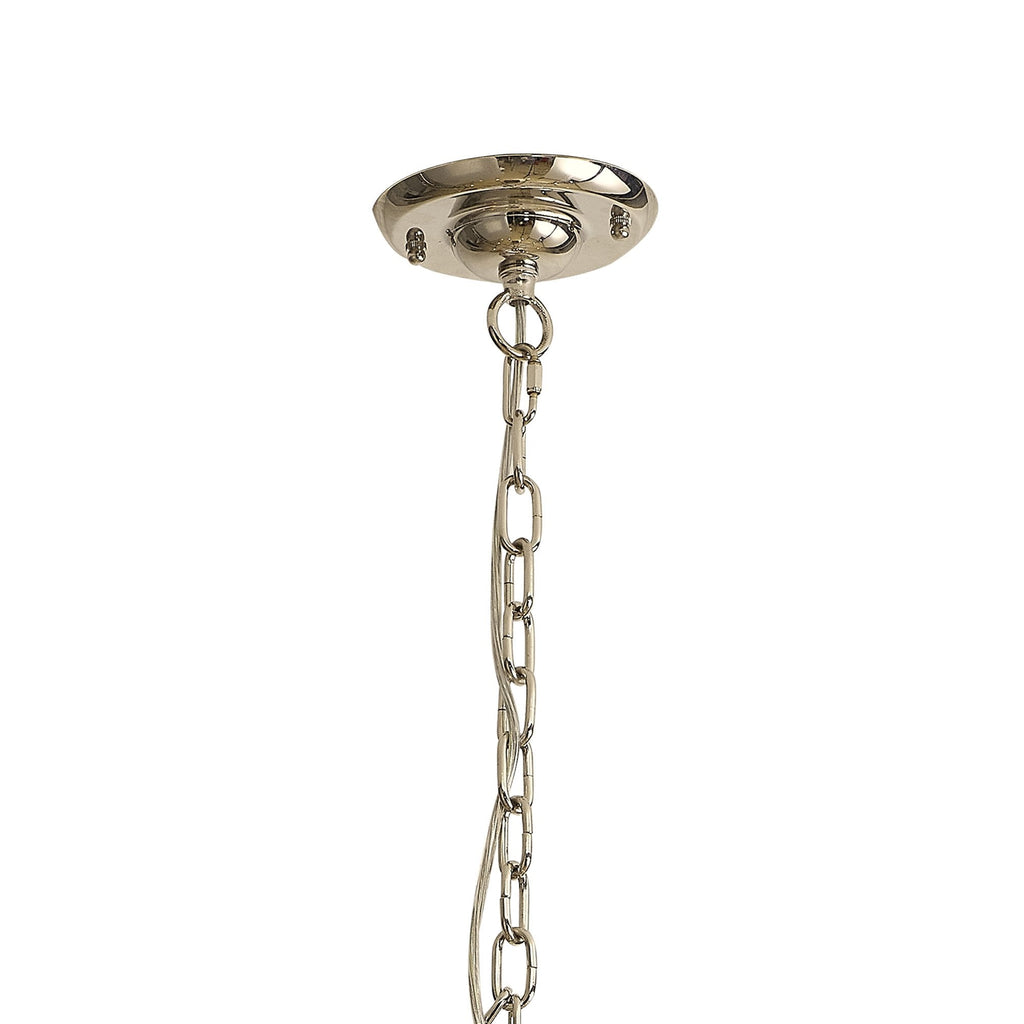 IL31685 Hilton 2 Tier Pendant 18 Light E14 Polished Nickel/Taupe Wood
