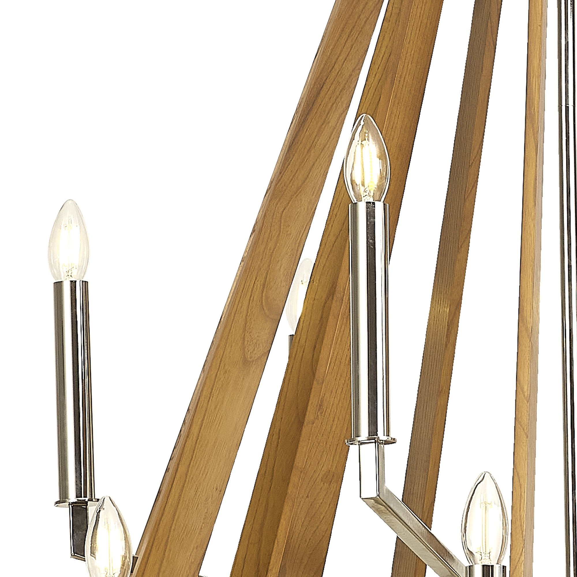 IL31685 Hilton 2 Tier Pendant 18 Light E14 Polished Nickel/Taupe Wood