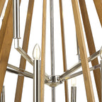 IL31685 Hilton 2 Tier Pendant 18 Light E14 Polished Nickel/Taupe Wood