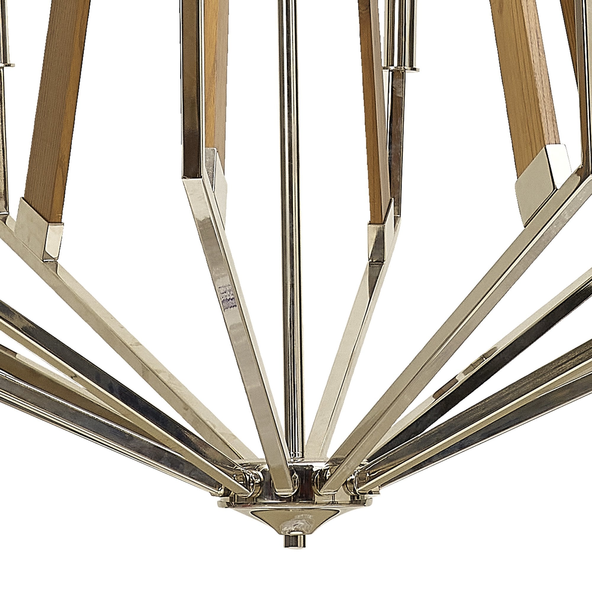 IL31685 Hilton 2 Tier Pendant 18 Light E14 Polished Nickel/Taupe Wood