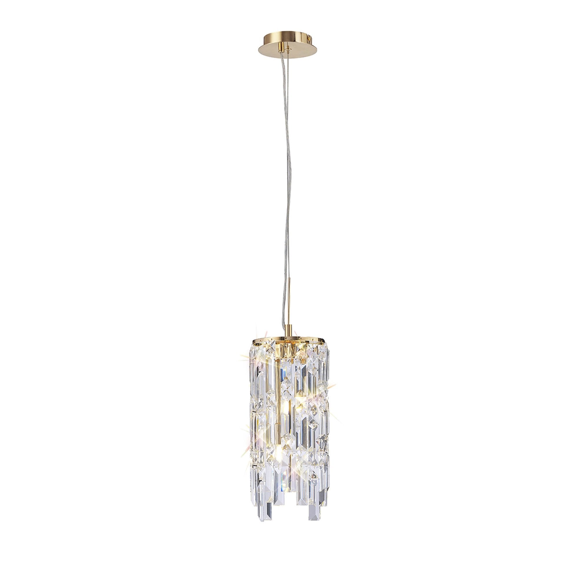 IL31813 Maddison Pendant Cylinder 2 Light G9 French Gold/Crystal (S)