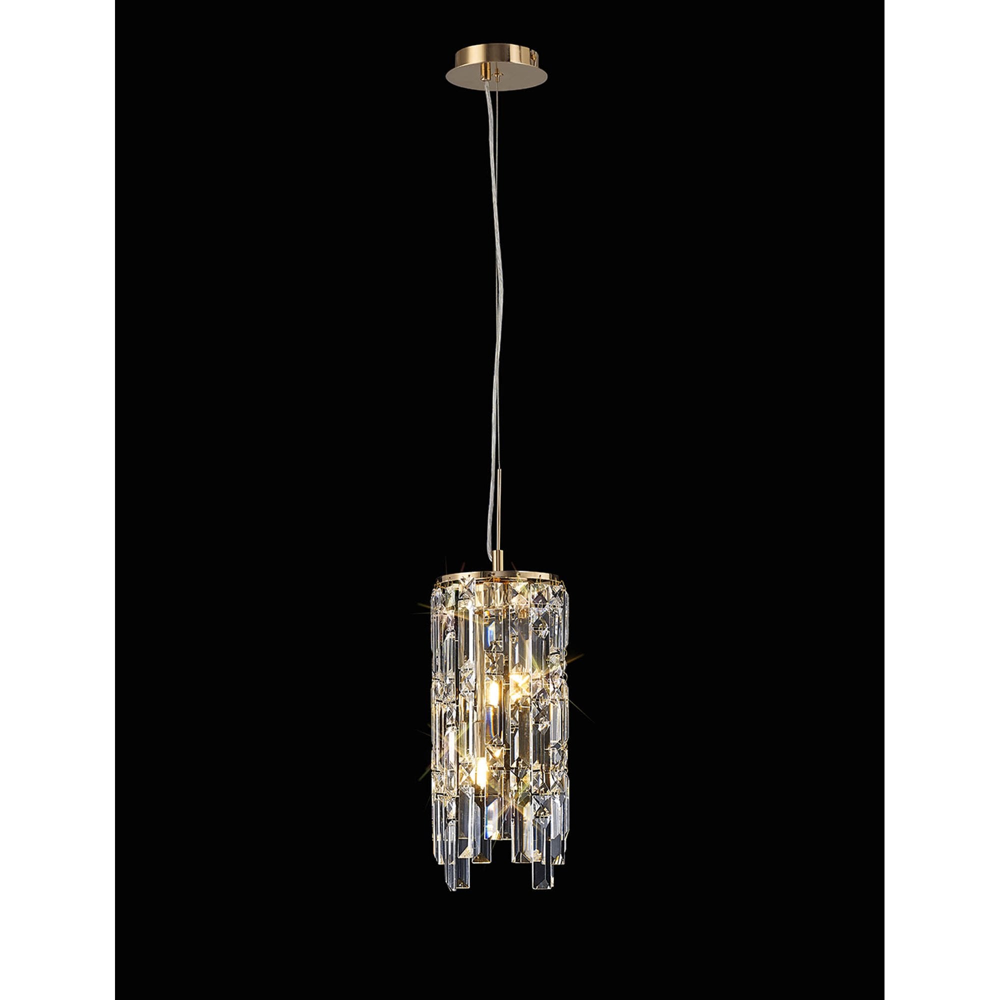 IL31813 Maddison Pendant Cylinder 2 Light G9 French Gold/Crystal (S)