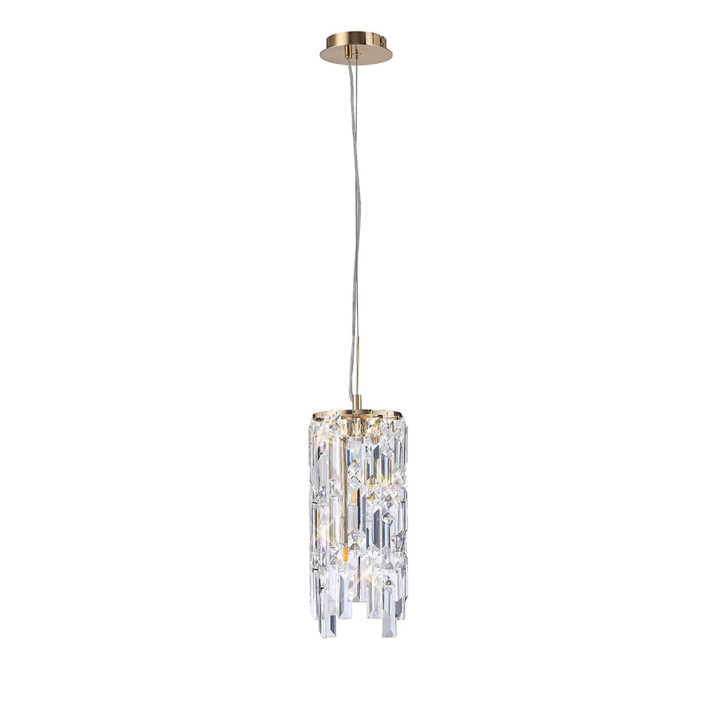 IL31813 Maddison Pendant Cylinder 2 Light G9 French Gold/Crystal (S)