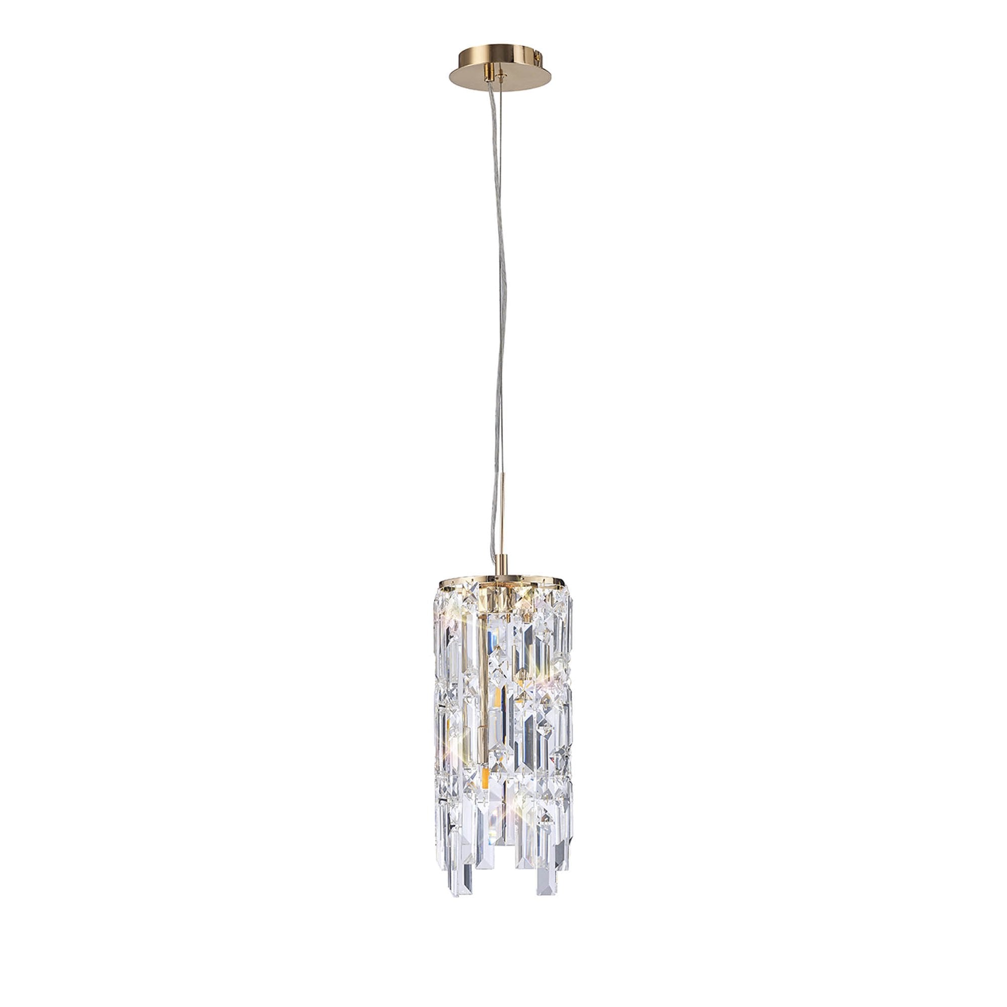 IL31813 Maddison Pendant Cylinder 2 Light G9 French Gold/Crystal (S)