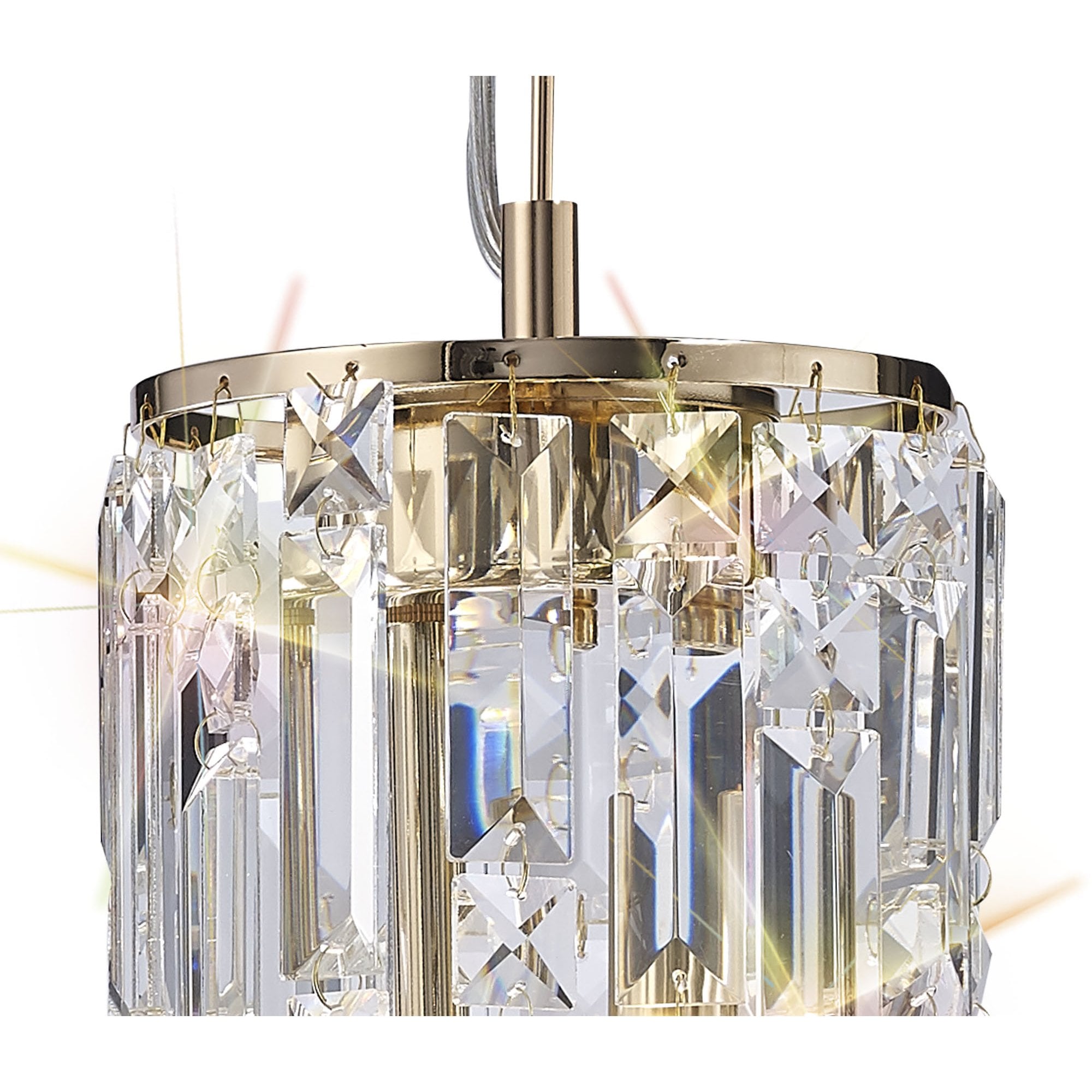 IL31813 Maddison Pendant Cylinder 2 Light G9 French Gold/Crystal (S)