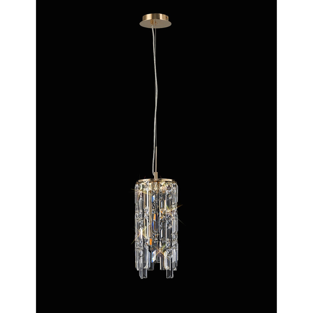 IL31813 Maddison Pendant Cylinder 2 Light G9 French Gold/Crystal (S)
