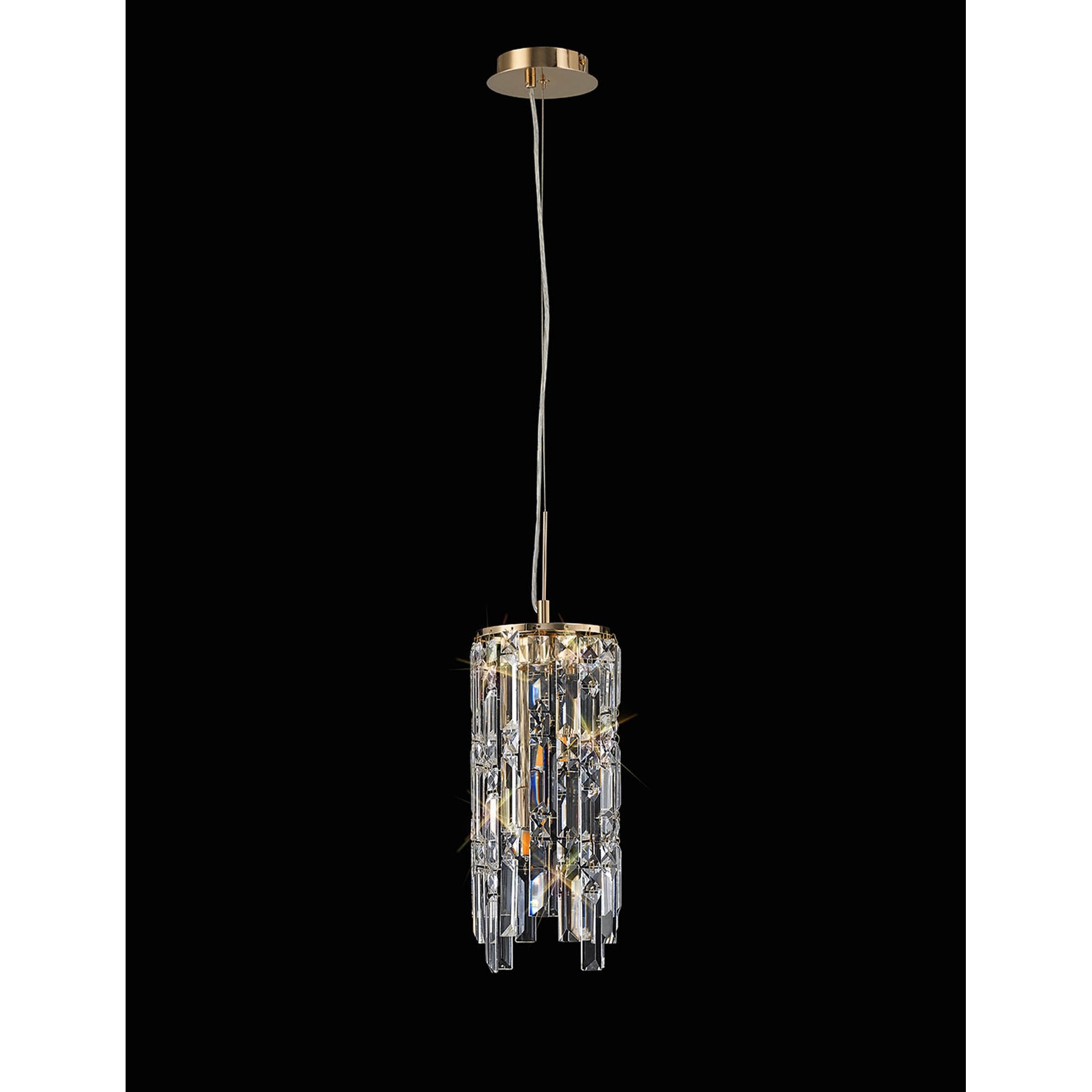 IL31813 Maddison Pendant Cylinder 2 Light G9 French Gold/Crystal (S)