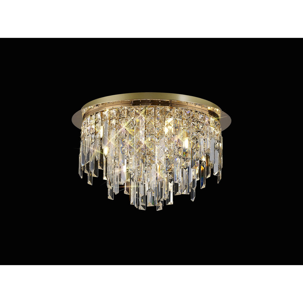 IL31811 Maddison Ceiling Round 6 Light G9 French Gold/Crystal