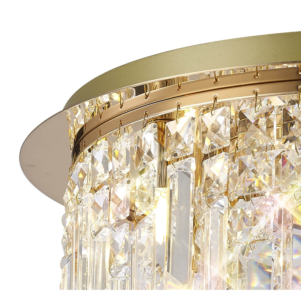 IL31811 Maddison Ceiling Round 6 Light G9 French Gold/Crystal