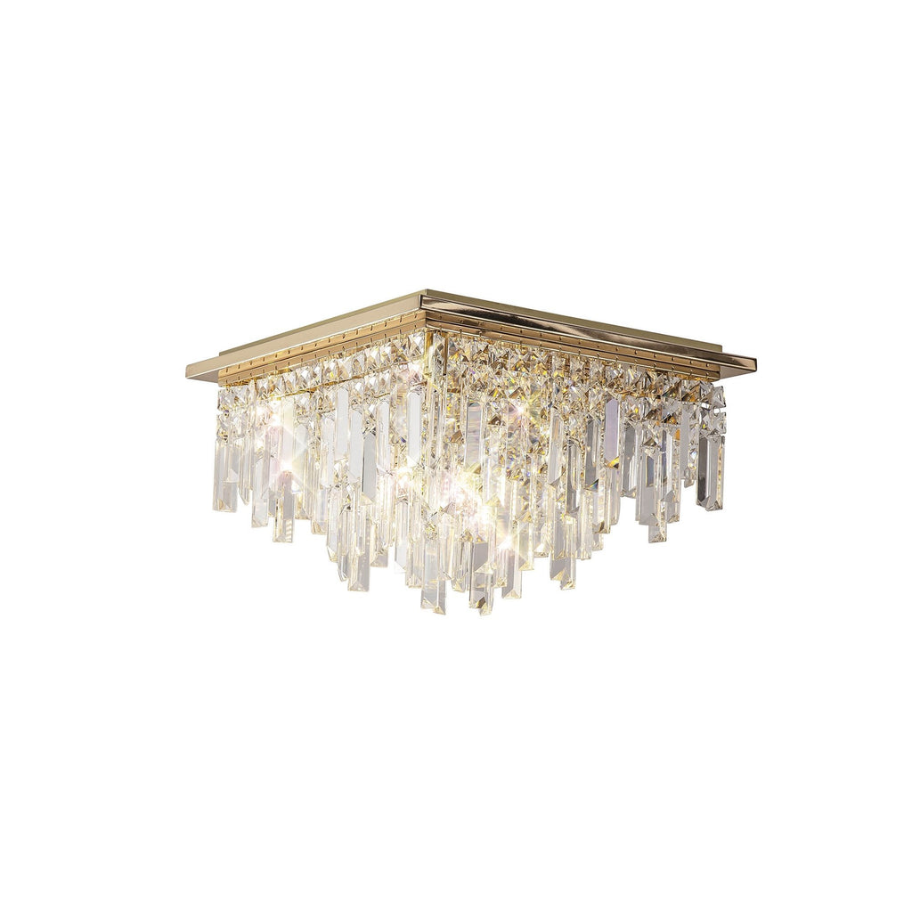IL31812 Maddison Ceiling Square 6 Light G9 French Gold/Crystal