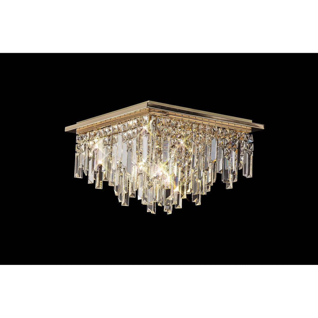 IL31812 Maddison Ceiling Square 6 Light G9 French Gold/Crystal