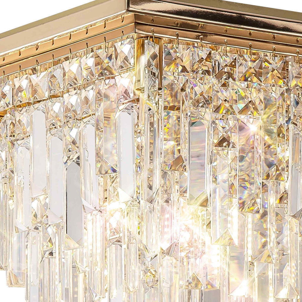 IL31812 Maddison Ceiling Square 6 Light G9 French Gold/Crystal